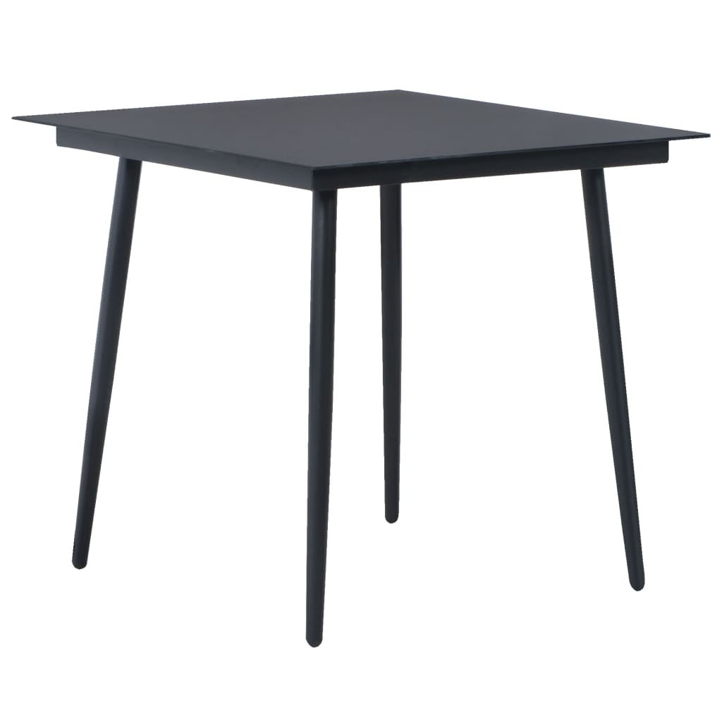Dining Set | Black | PVC Rattan, Powder-Coated Steel, Glass