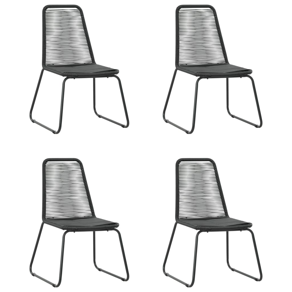Dining Set | Black | PVC Rattan, Powder-Coated Steel, Glass