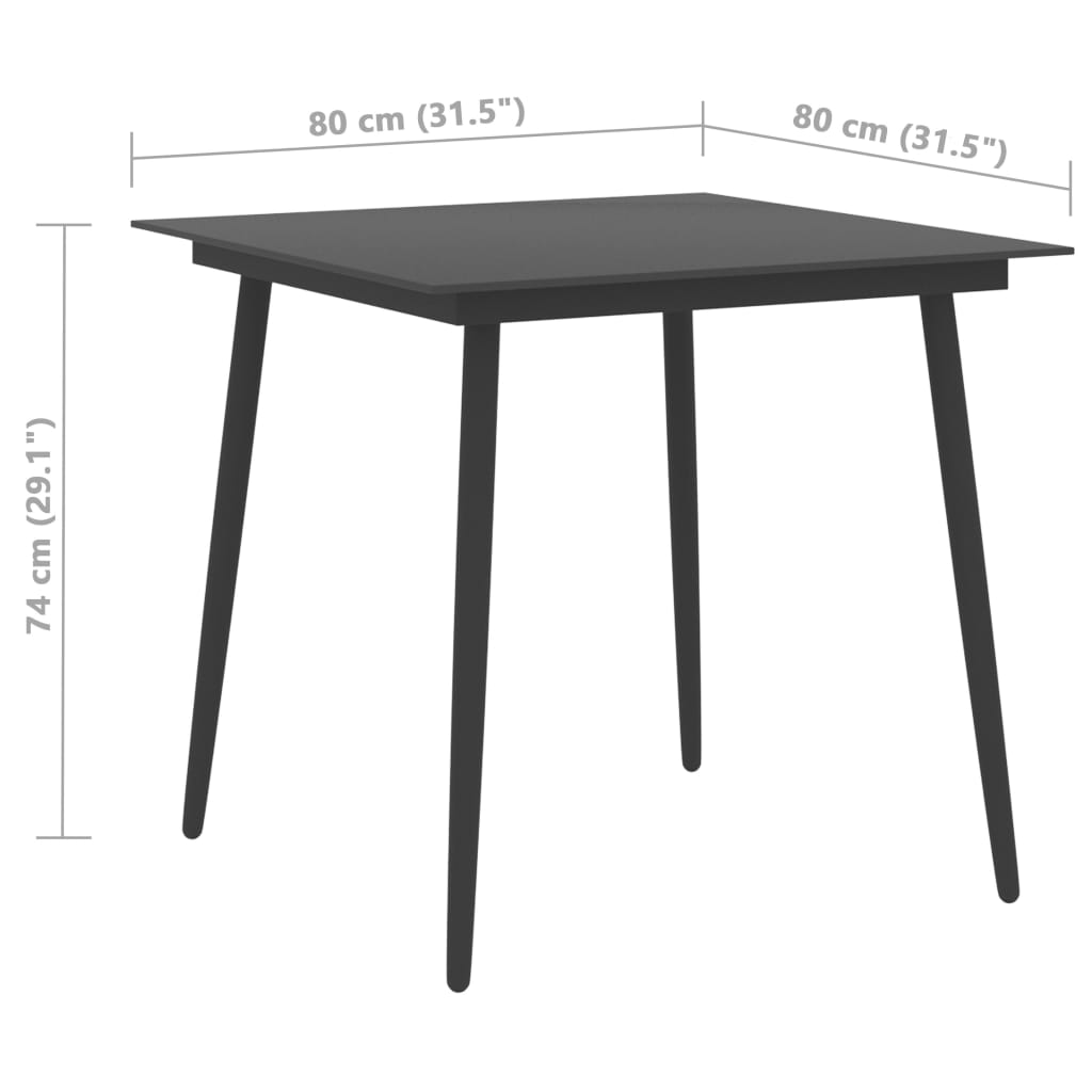 Dining Set | Black | PVC Rattan, Powder-Coated Steel, Glass