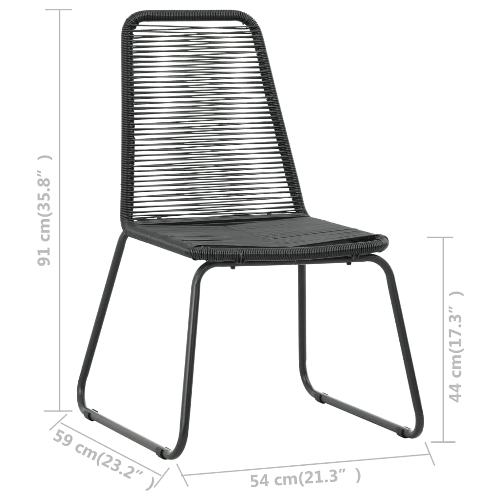Dining Set | Black | PVC Rattan, Powder-Coated Steel, Glass