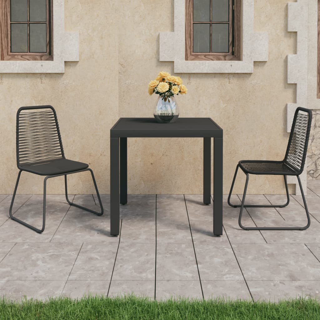 Dining Set | Black | PVC Rattan, Steel, Aluminium, WPC | Lightweight