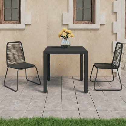 Dining Set | Black | PVC Rattan, Steel, Aluminium, WPC | Lightweight