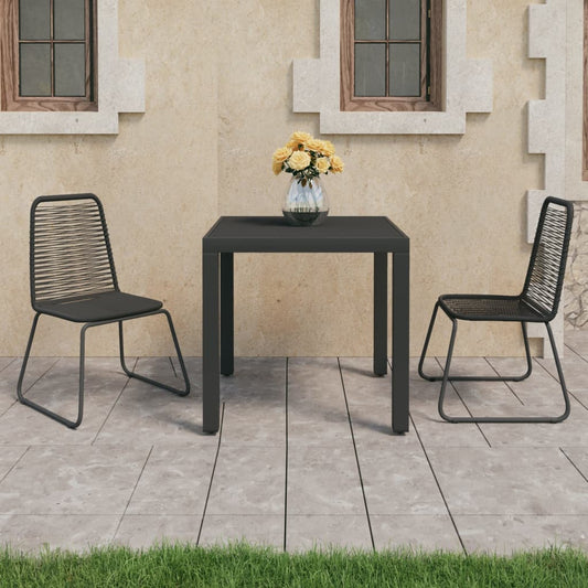 Dining Set | Black | PVC Rattan, Steel, Aluminium, WPC | Lightweight