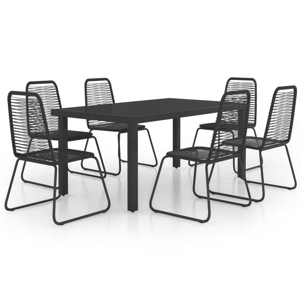 Dining Set | Black | PVC Rattan, Aluminium, Powder-Coated Steel