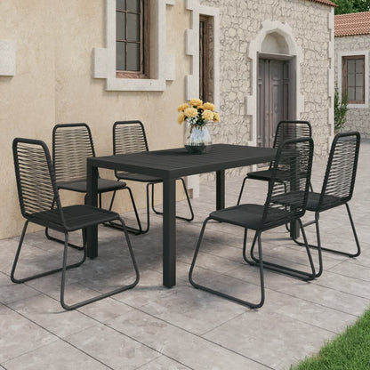 Dining Set | Black | PVC Rattan, Aluminium, Powder-Coated Steel