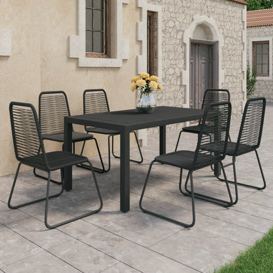 Dining Set | Black | PVC Rattan, Aluminium, Powder-Coated Steel