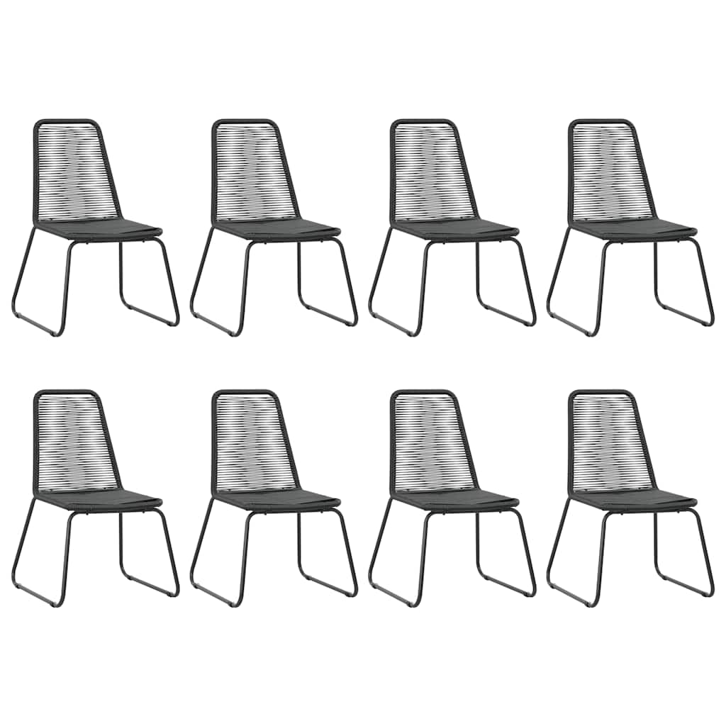 9 Piece Garden Dining Set PVC Rattan Black