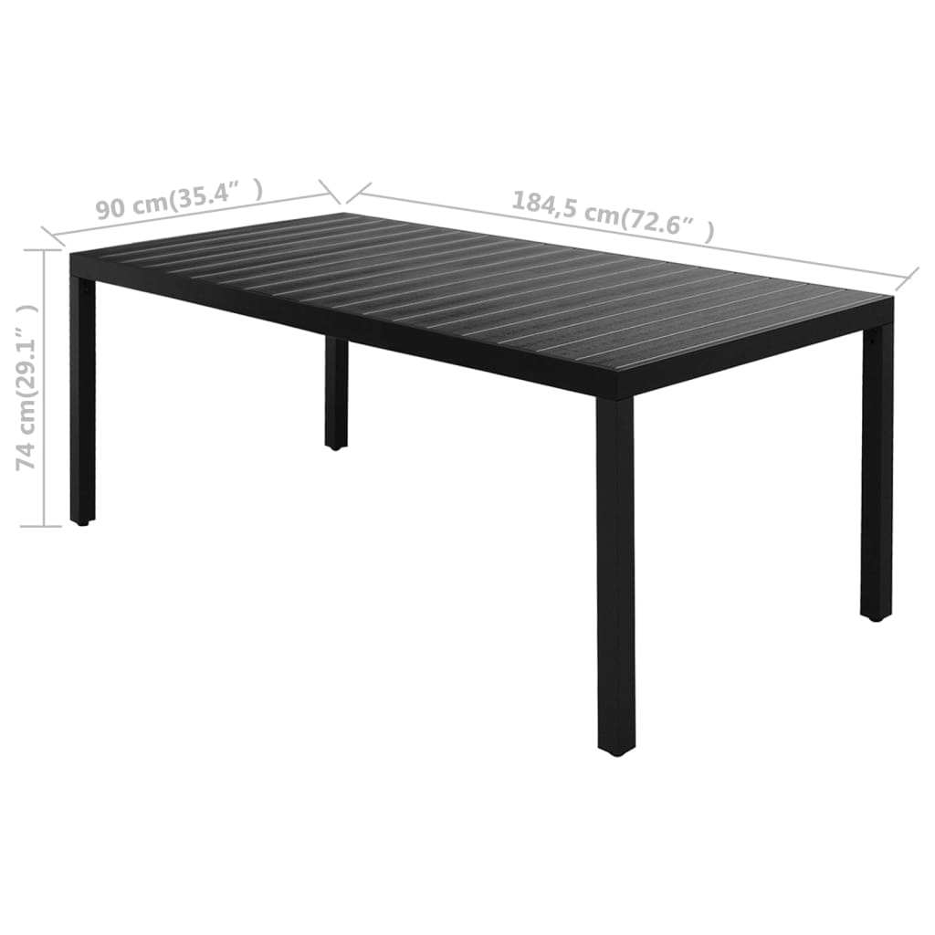 Dining Set | Black | WPC, Aluminium, PVC Rattan, Steel | 9-piece set