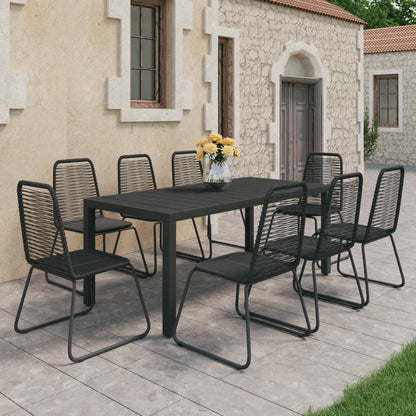 Dining Set | Black | WPC, Aluminium, PVC Rattan, Steel | 9-piece set