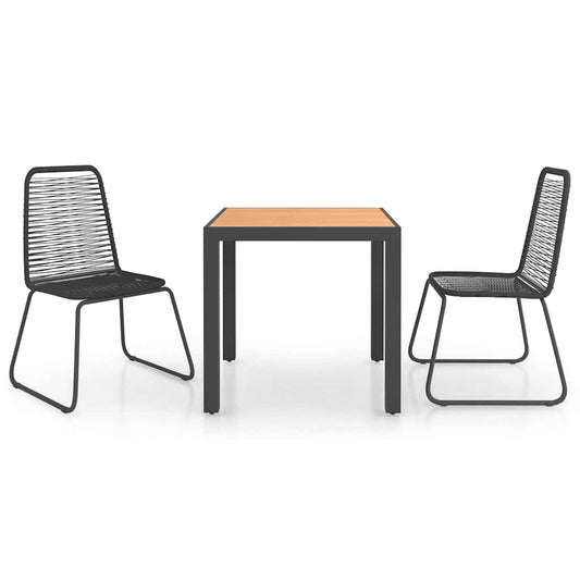 3 Piece Garden Dining Set PVC Rattan Black and Brown