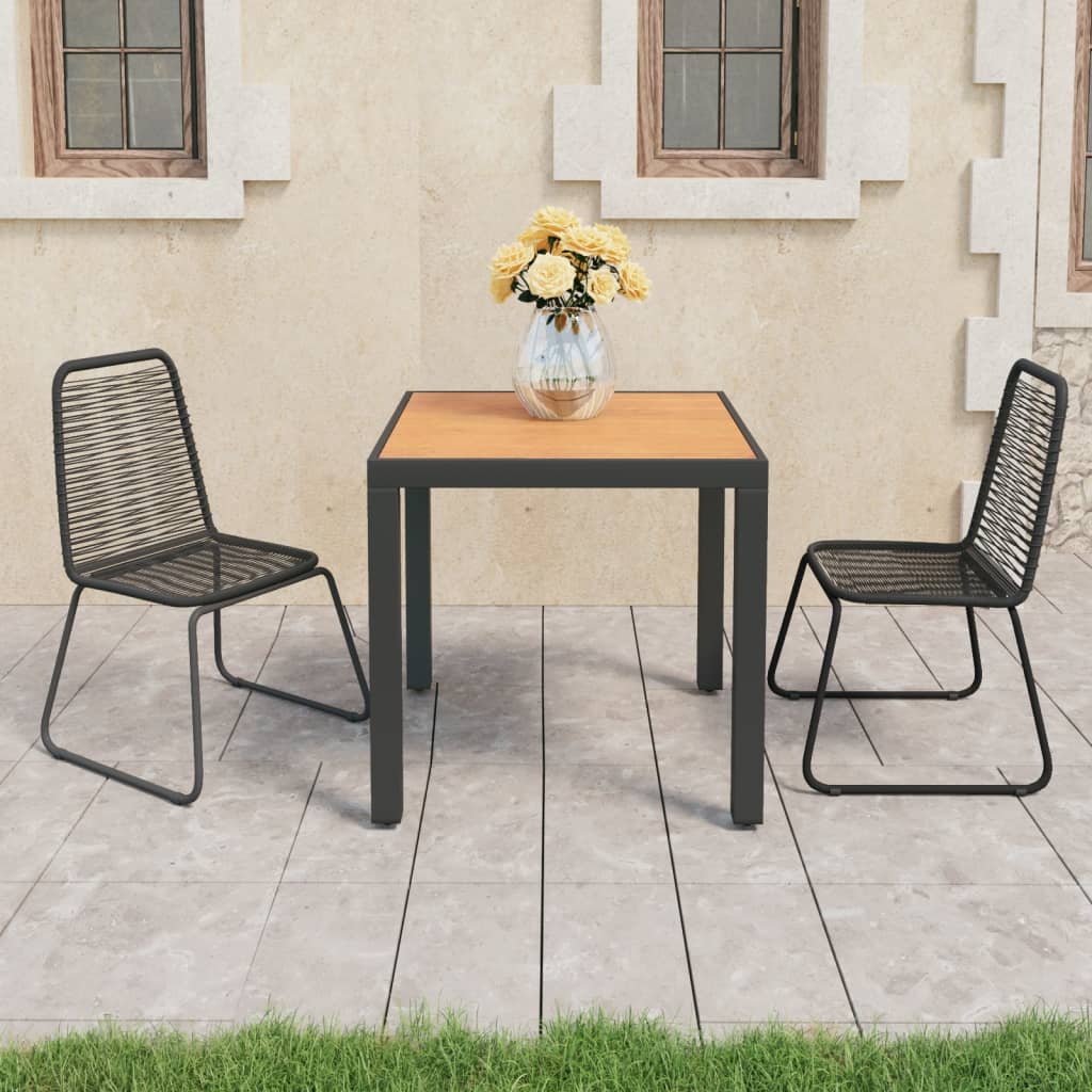 Dining Set | Black and Brown | PVC Rattan | Compact | Lightweight
