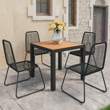 Dining Set | Black and Brown | WPC, Aluminium, PVC Rattan, Steel