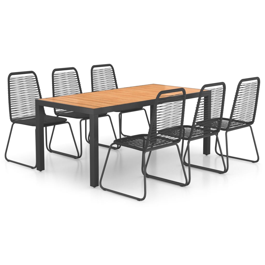Dining Set | Black and Brown | WPC, aluminium, PVC rattan, steel