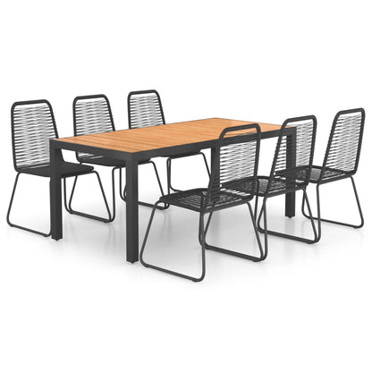 Dining Set | Black and Brown | WPC, aluminium, PVC rattan, steel