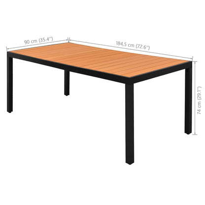 Dining Set | Black and Brown | WPC, aluminium, PVC rattan, steel