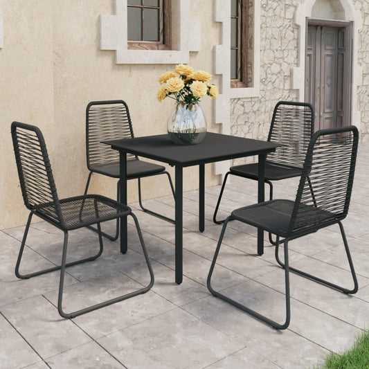 Dining Set | Black | PVC Rattan | 5 Piece Set | Light Weight | Dining Set