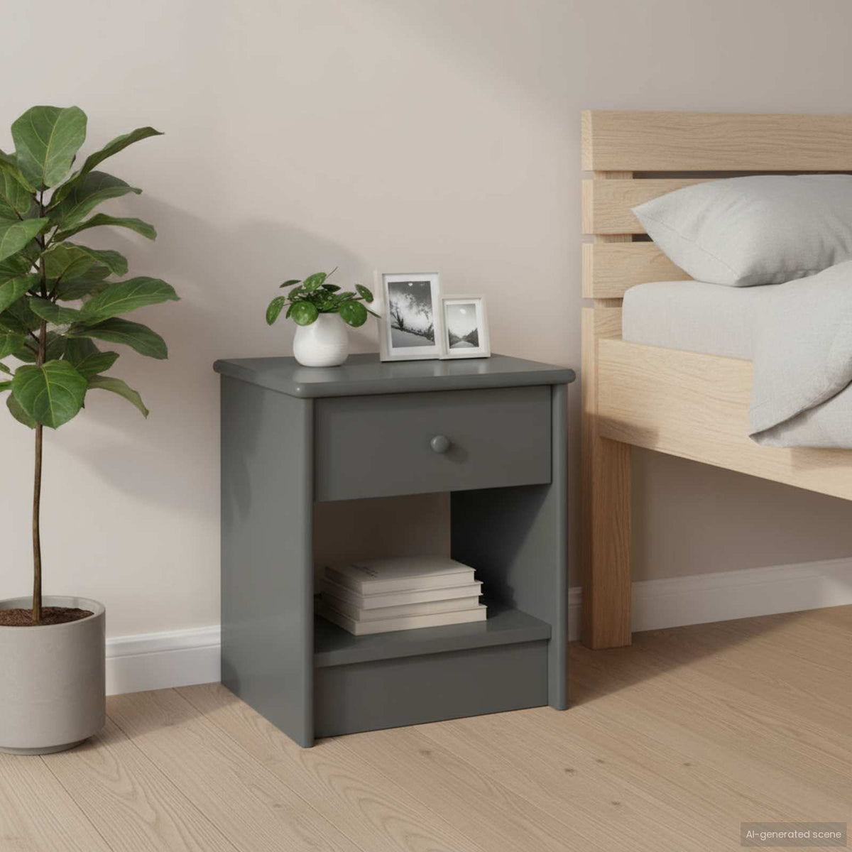 322226 vidaXL Bedside Cabinet Dark Grey 35x30x40 cm Solid Pinewood
