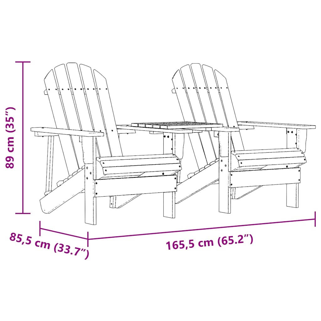 315892 vidaXL Garden Adirondack Chairs with Tea Table Solid Fir Wood