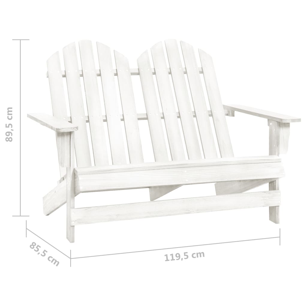 Garden Chair | White | Solid Fir Wood | 2-Seater | Durable