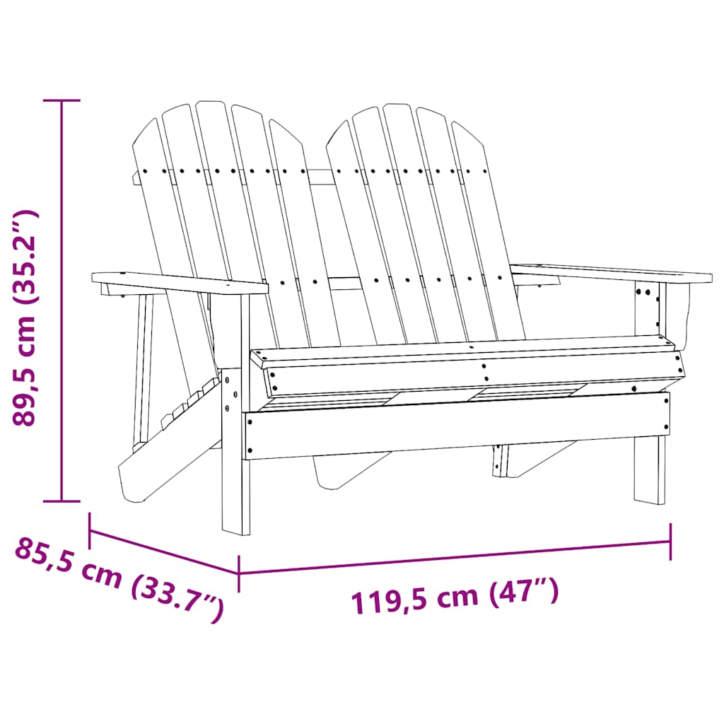 Garden Chair | Green | Solid fir wood | 2-Seater | Durable