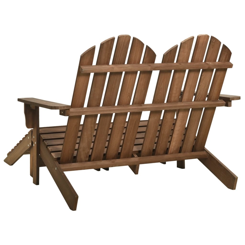 Garden Chair | Brown | Solid Fir Wood | 2-seater | Detachable