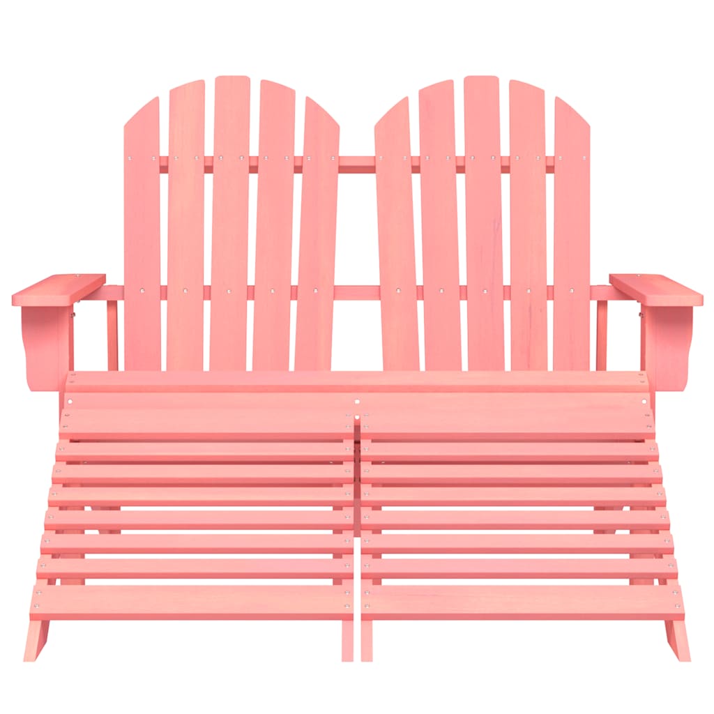 2-Seater Garden Adirondack Chair&Ottoman Fir Wood Pink