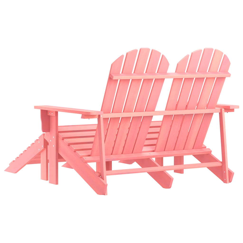 2-Seater Garden Adirondack Chair&Ottoman Fir Wood Pink