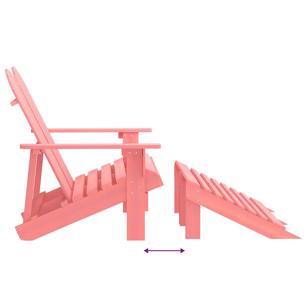 2-Seater Garden Adirondack Chair&Ottoman Fir Wood Pink