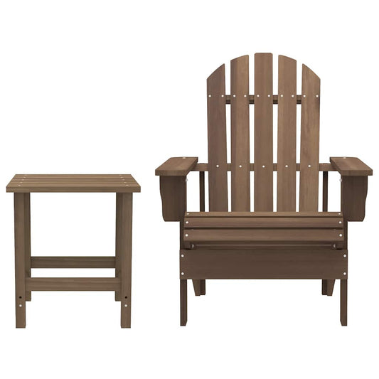 Garden Adirondack Chair with Table Solid Fir Wood Brown