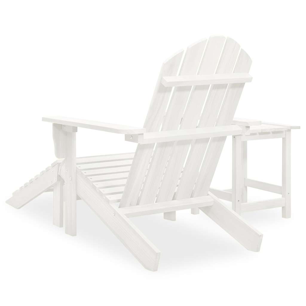315929 vidaXL Garden Adirondack Chair with Ottoman&Table Solid Fir Wood White