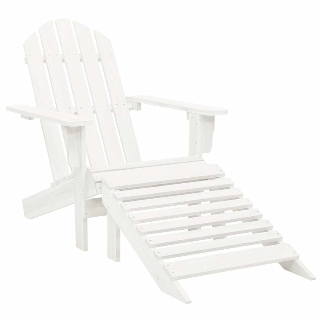 Garden Adirondack Chair with Ottoman&Table Solid Fir Wood White