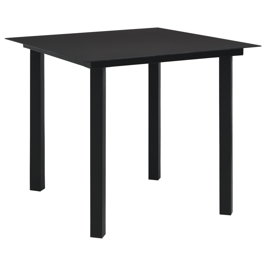Garden Dining Set | Black | Powder-coated steel, glass, cotton rope