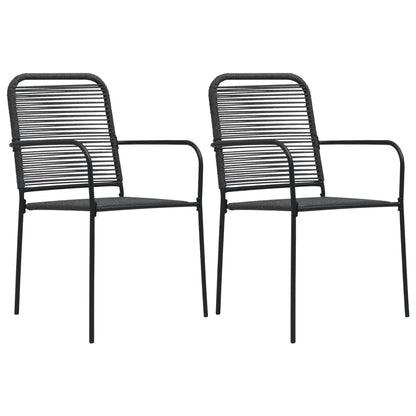Garden Dining Set | Black | Powder-coated steel, glass, cotton rope