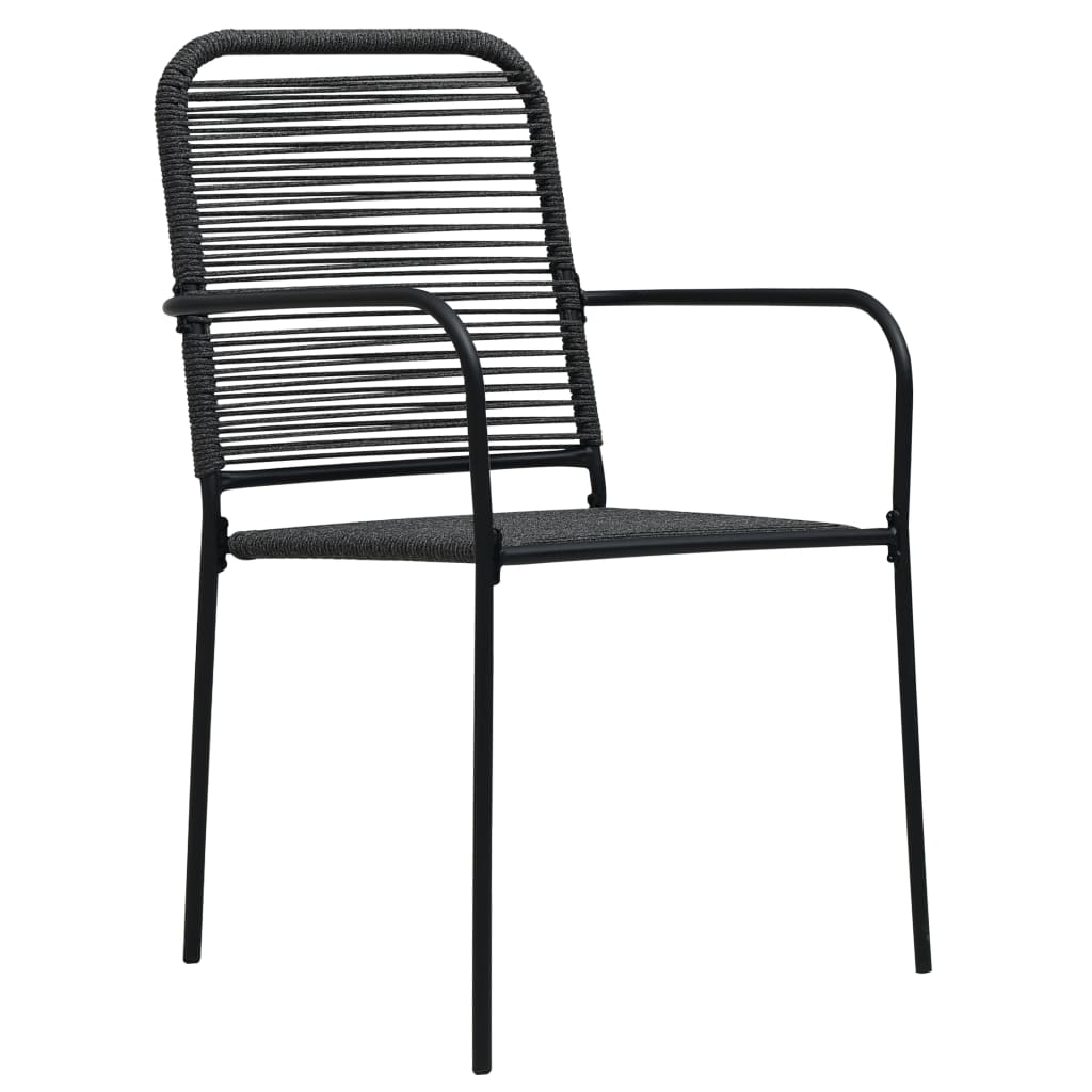 Garden Dining Set | Black | Powder-coated steel, glass, cotton rope