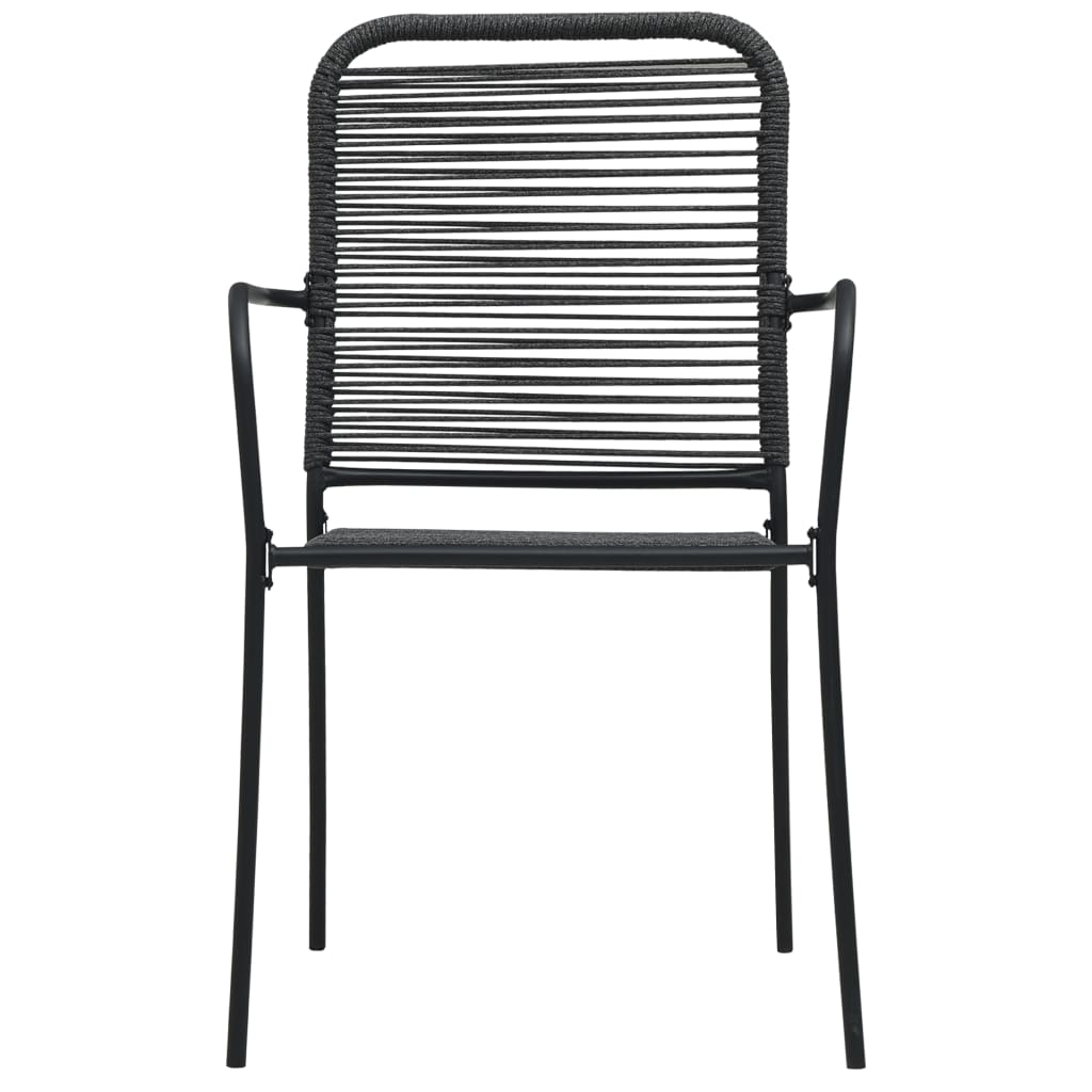 Garden Dining Set | Black | Powder-coated steel, glass, cotton rope