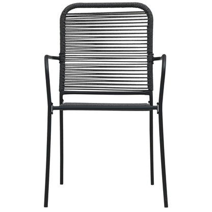 Garden Dining Set | Black | Powder-coated steel, glass, cotton rope