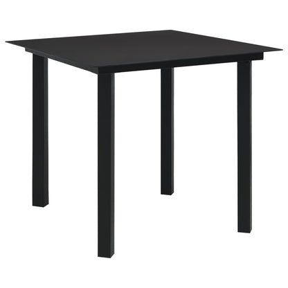 Garden Dining Set | Black | Powder-coated steel, glass, cotton rope