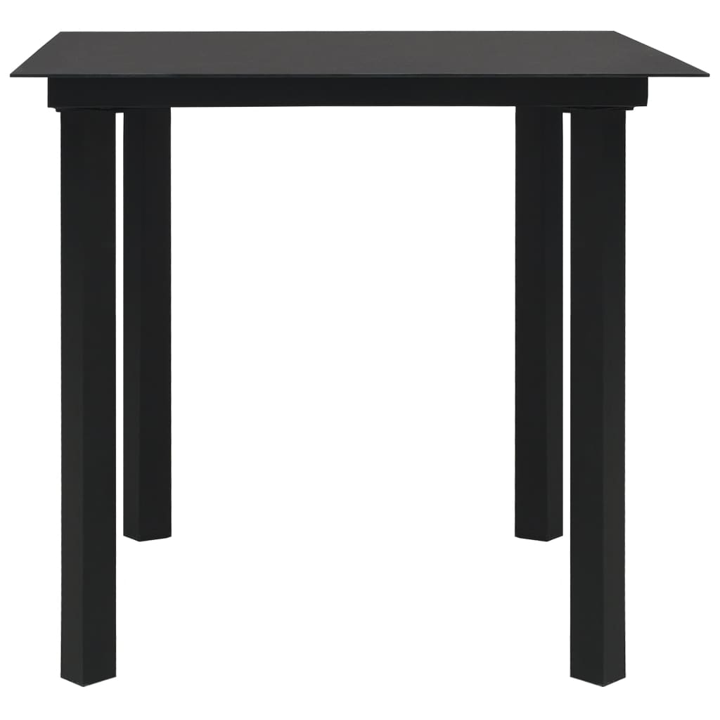 Garden Dining Set | Black | Powder-coated steel, glass, cotton rope