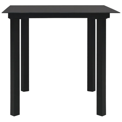 Garden Dining Set | Black | Powder-coated steel, glass, cotton rope