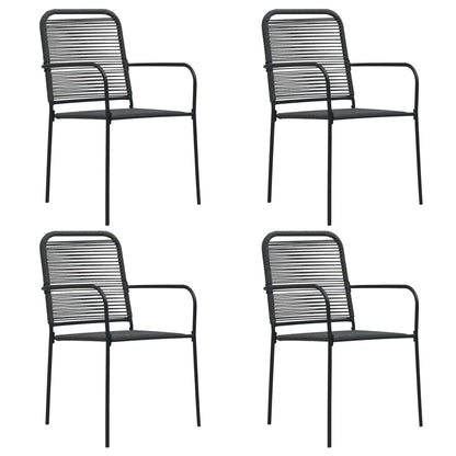 Garden Dining Set | Black | Powder-coated steel, glass, cotton rope