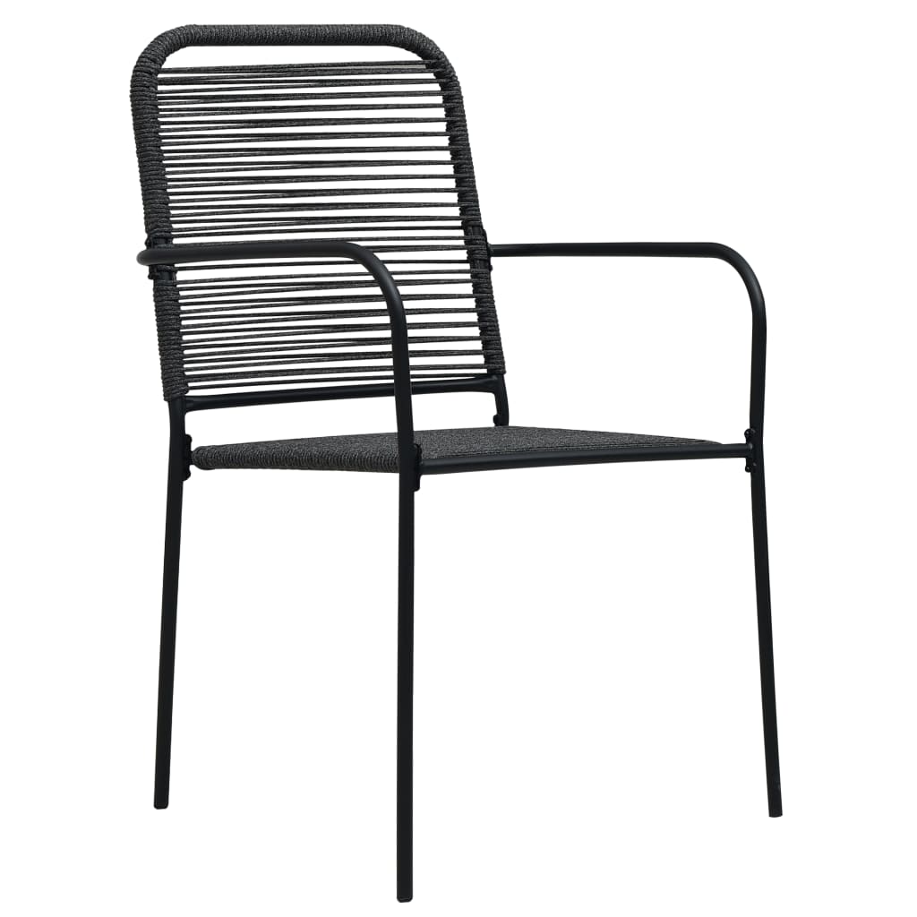 Garden Dining Set | Black | Powder-coated steel, glass, cotton rope