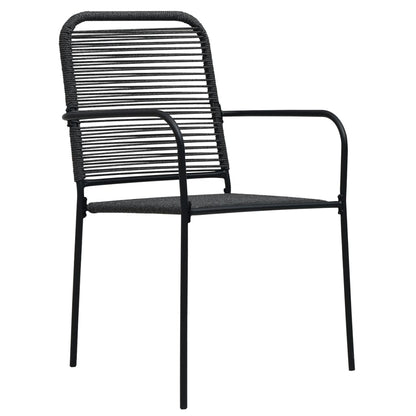 Garden Dining Set | Black | Powder-coated steel, glass, cotton rope