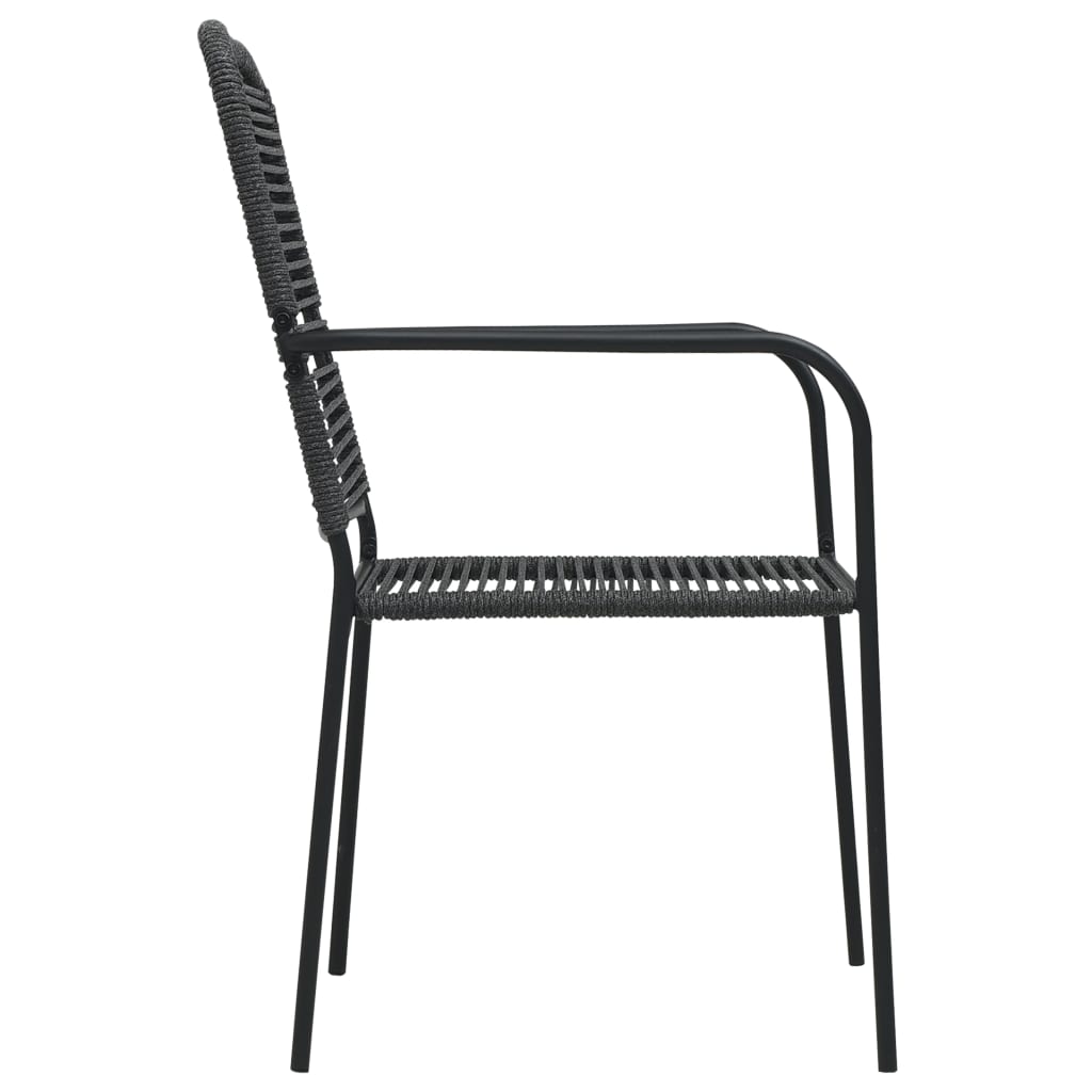 Garden Dining Set | Black | Powder-coated steel, glass, cotton rope