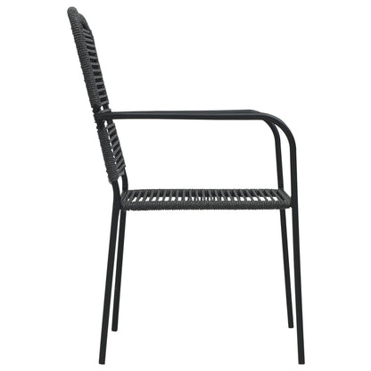 Garden Dining Set | Black | Powder-coated steel, glass, cotton rope