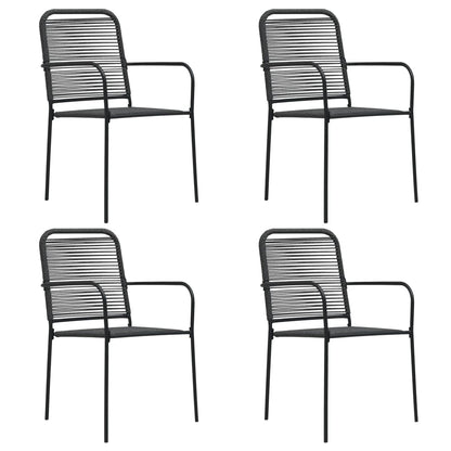 Garden Dining Set | Black | Powder-coated steel, glass, cotton rope