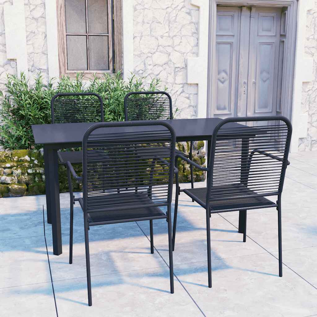 3060209 vidaXL 5 Piece Garden Dining Set Black Glass and Steel (312156+312162)