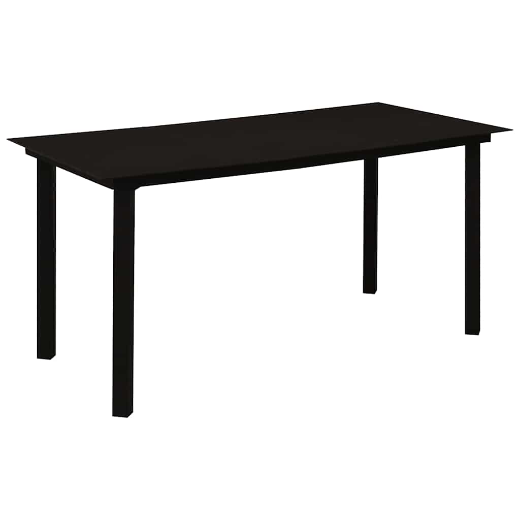 7 Piece Garden Dining Set Black Glass and Steel