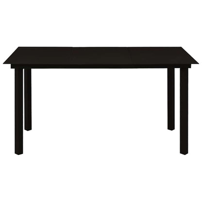 7 Piece Garden Dining Set Black Glass and Steel