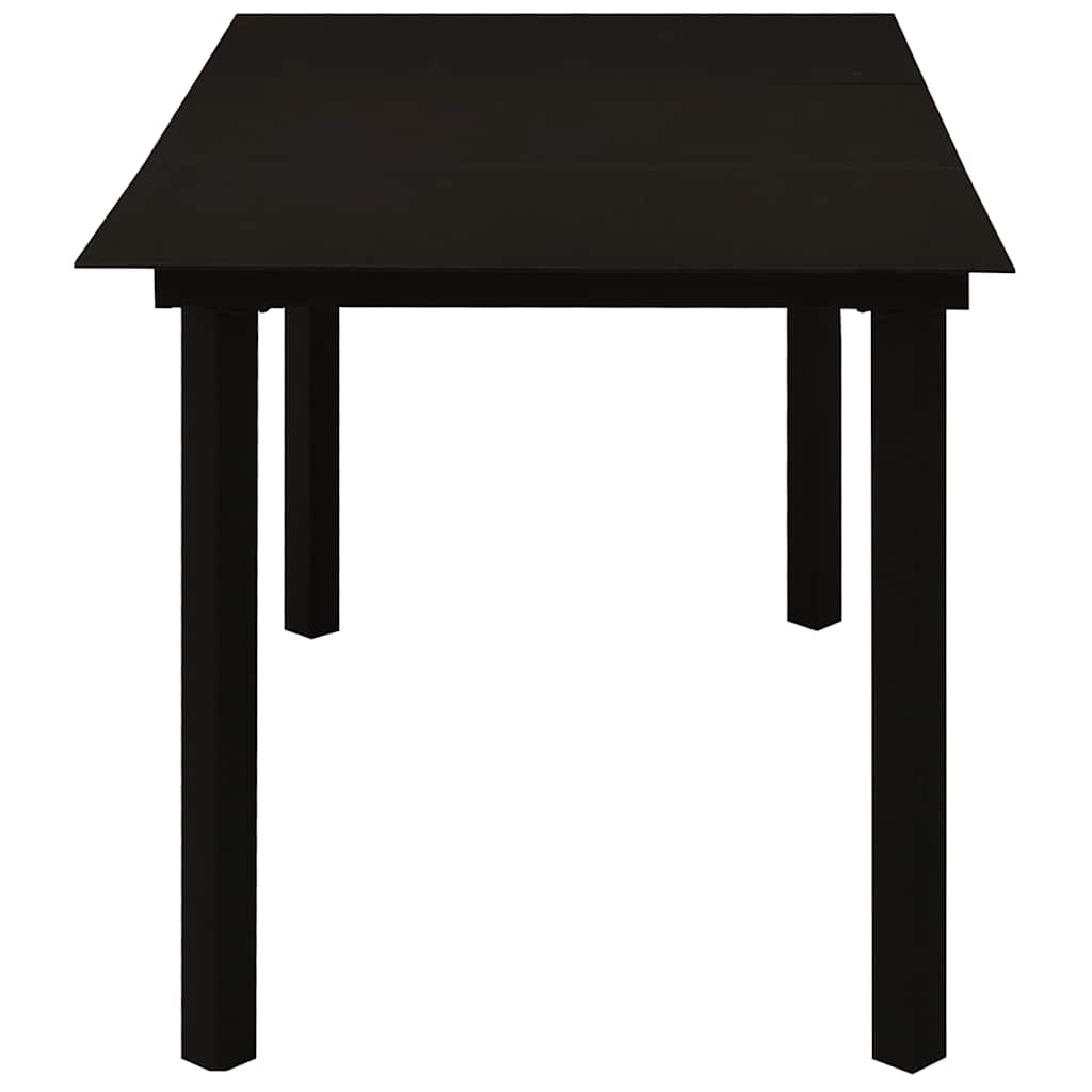 7 Piece Garden Dining Set Black Glass and Steel