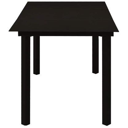 7 Piece Garden Dining Set Black Glass and Steel